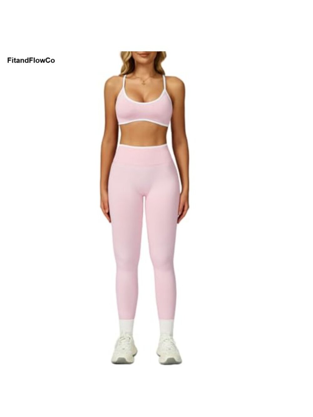 Seamless 2 Piece Workout Set Strappy Padded Sports Bra Scrunch Leggings Gym